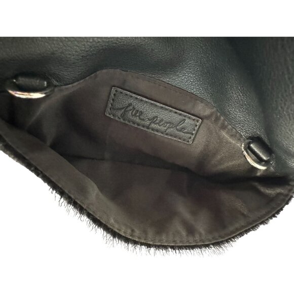 Faux Fur Zip Clutch Bag By Free People Black 8" x 5.5" - Picture 5 of 16